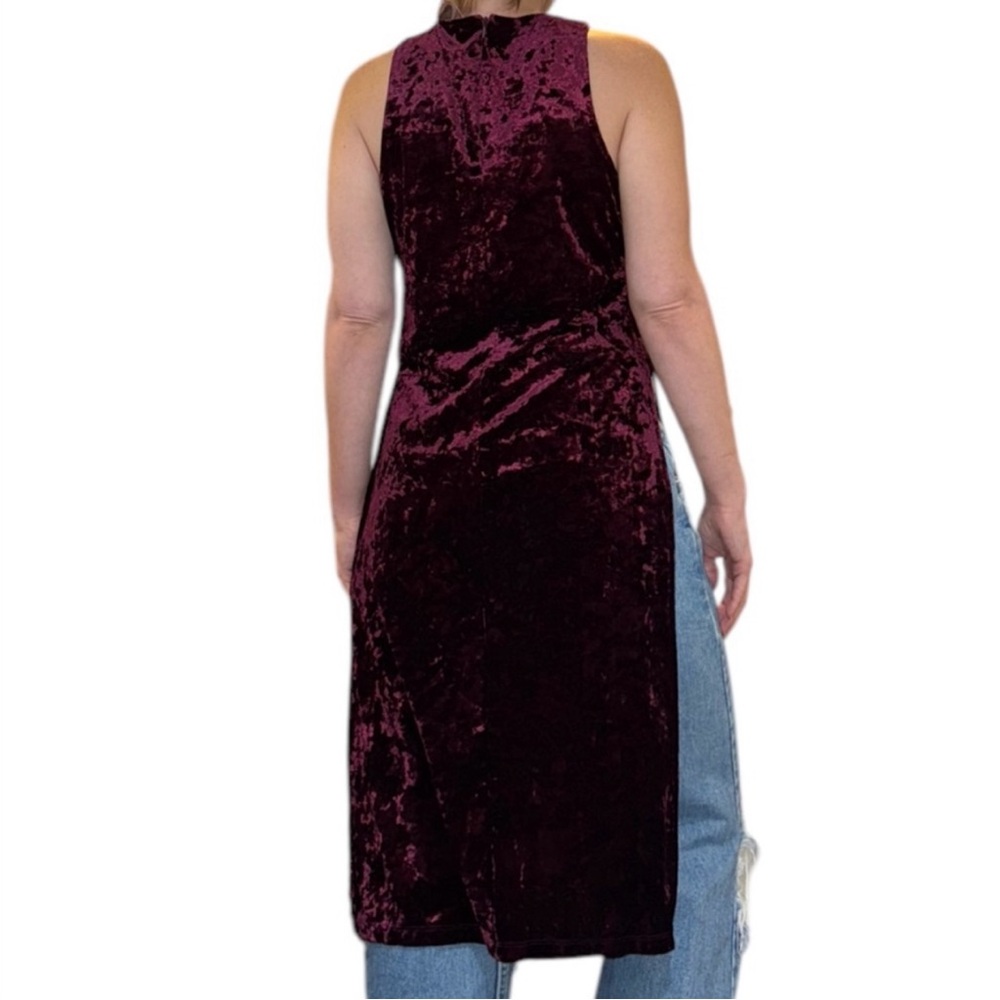 Velvet Burgundy Side-Slit Tank Dress - Picture 2 of 8